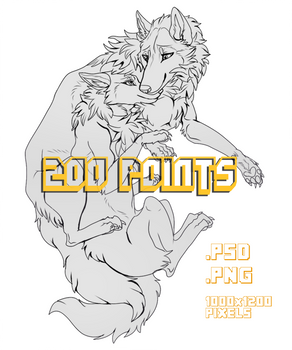 {Pay to Use} - Cuddle Couple Wolves Lineart by LeoKatana