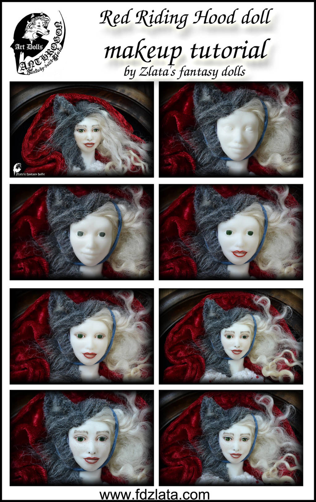 Red Riding Hood doll makeup tutorial by zlatafantasydolls