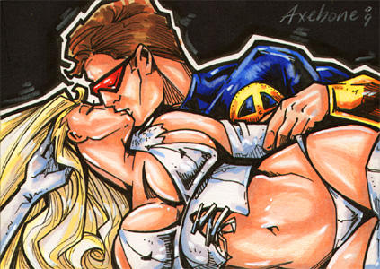 Cyclops and Queen SC commish by Axebone