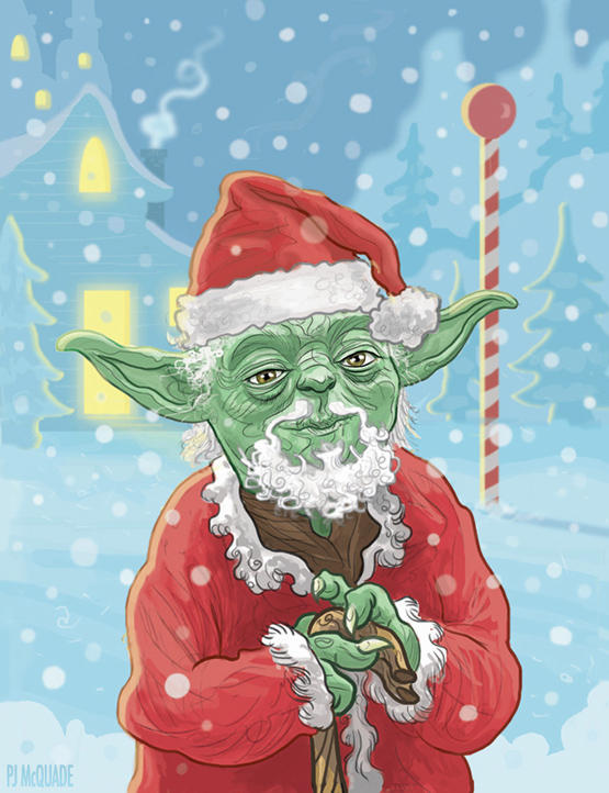 Yoda Claus Star Wars Christmas Card by McQuade