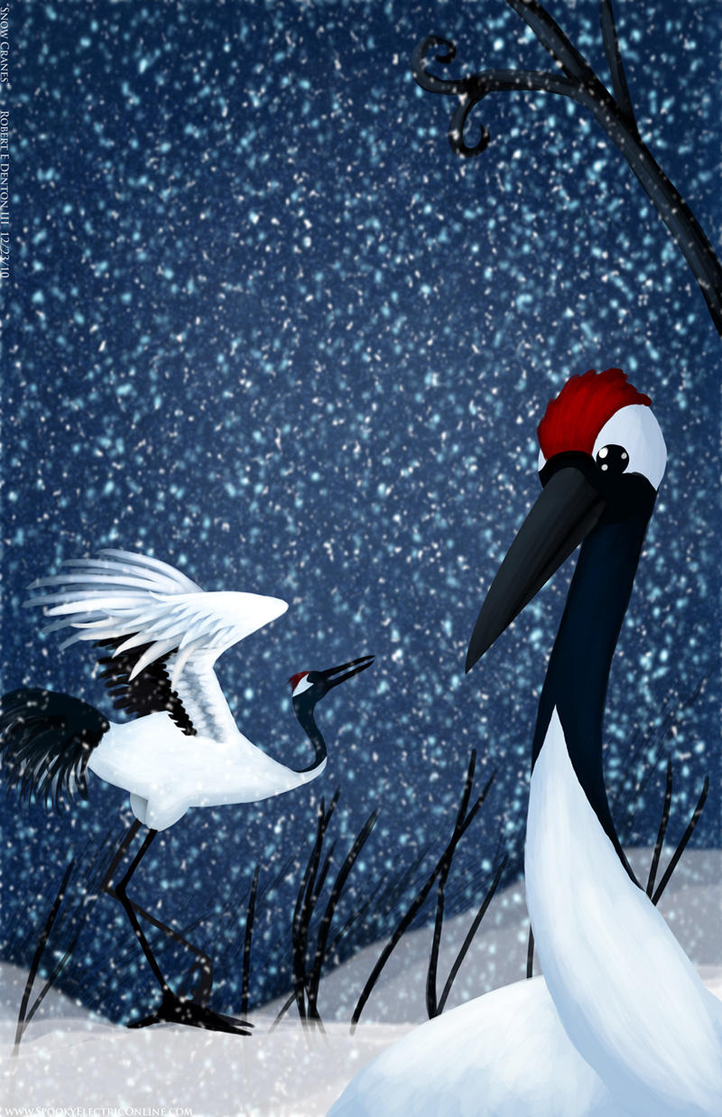 Snow Cranes by SP00KYELECTRIC