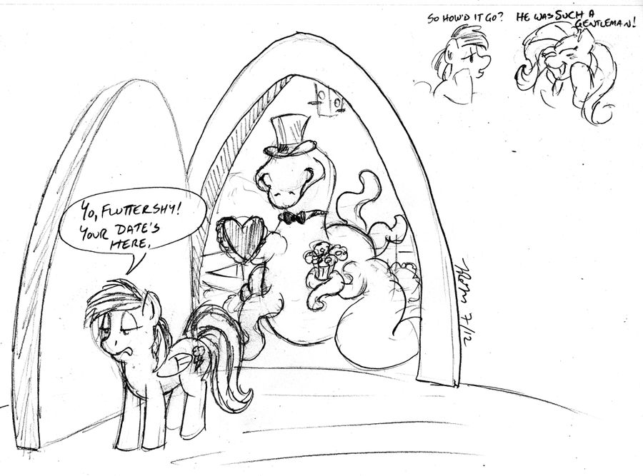 Quickie Gift Sketch: Fluttershy's Date by the-gneech