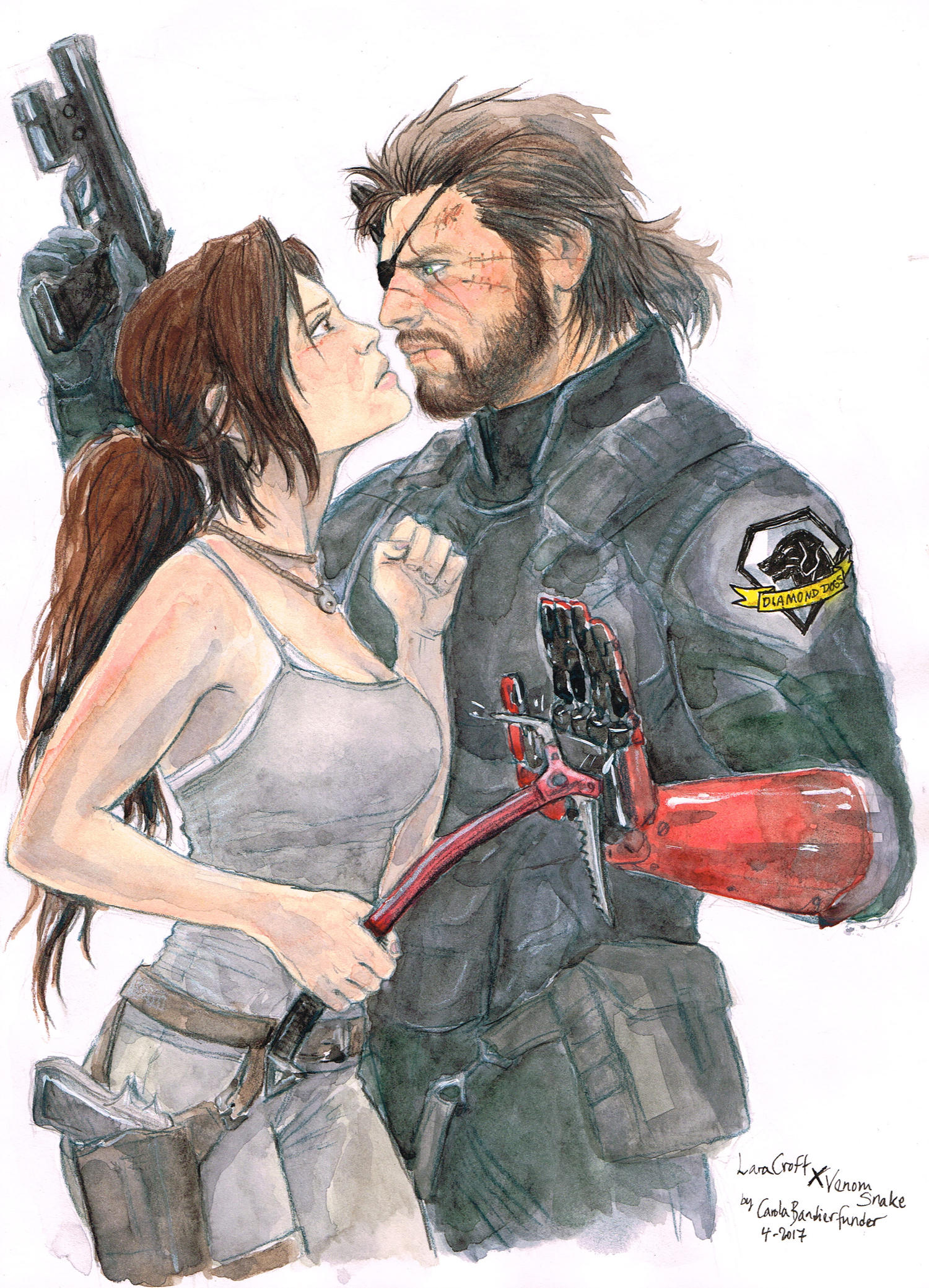 Lara Croft x Venom Snake by CarolaFunder
