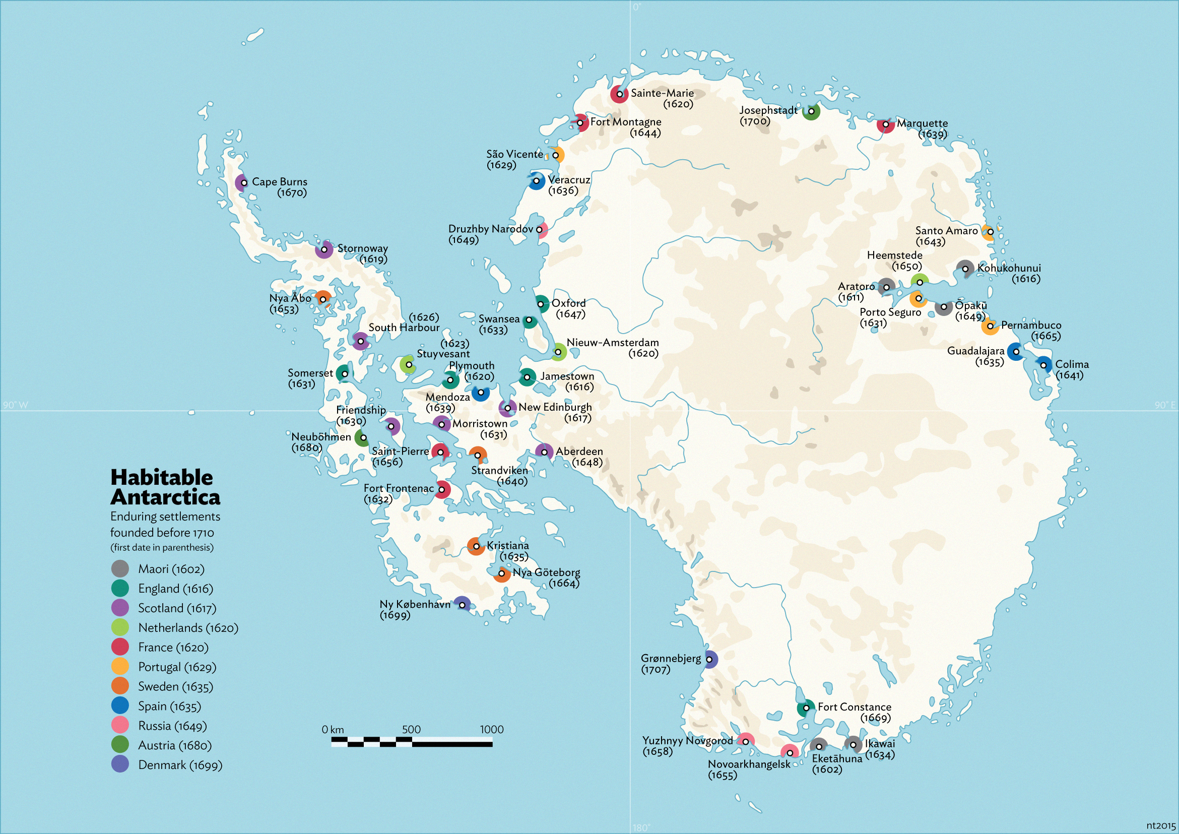 Habitable Antarctica: Settlements before 1710 by schreibstang