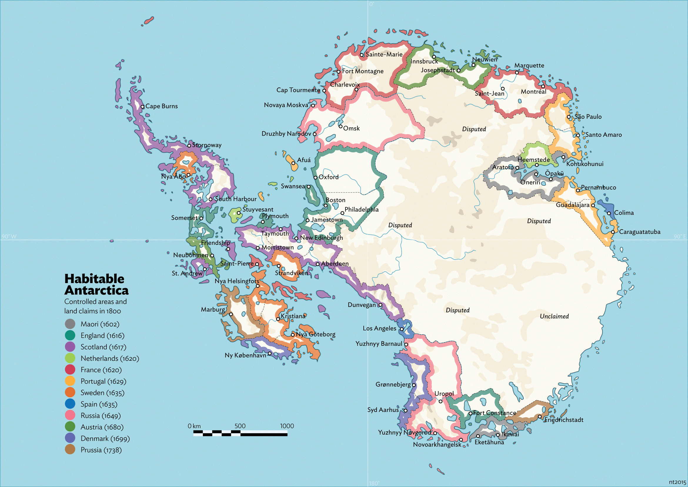 Habitable Antarctica: Land claims by 1800 by schreibstang