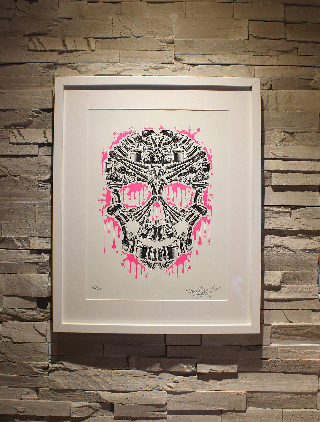 ZoelOne limited Riso print - Sweet Streets Skull by ZoelOner