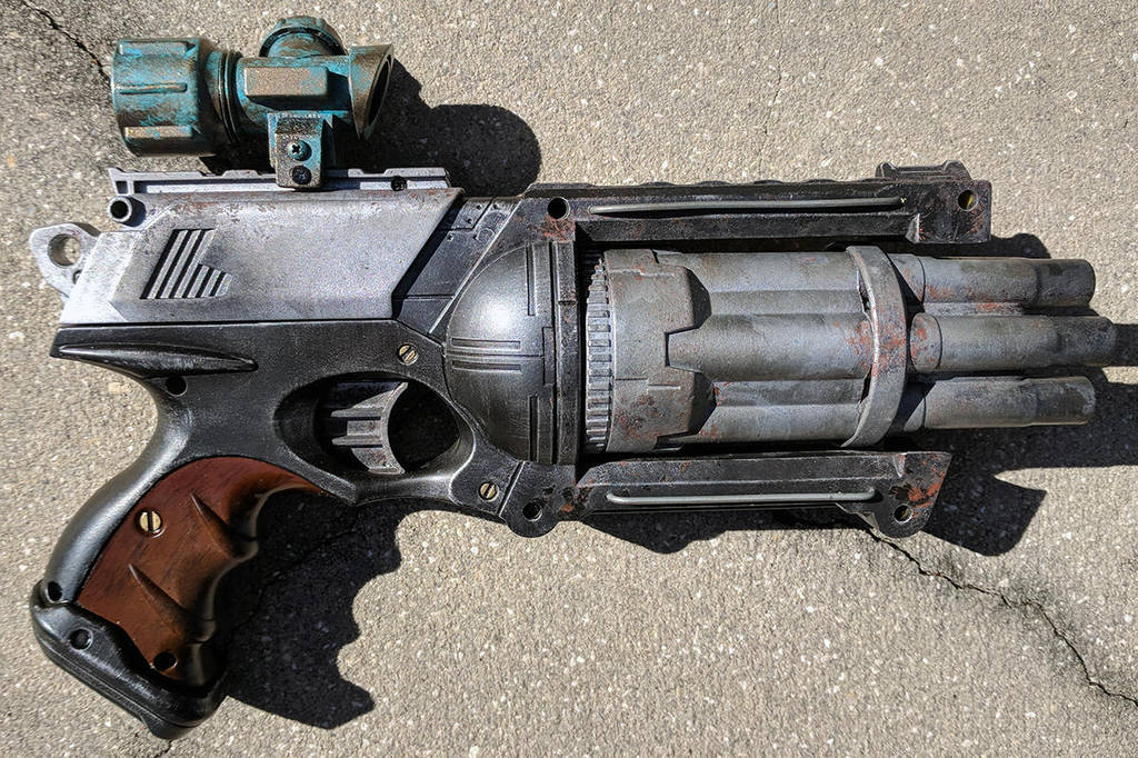 Dieselpunk Nerf Maverick repaint and mod gun prop by firebladecomics