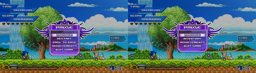 (Sonic vs Darkness) Pause Menu Design by Kainoso