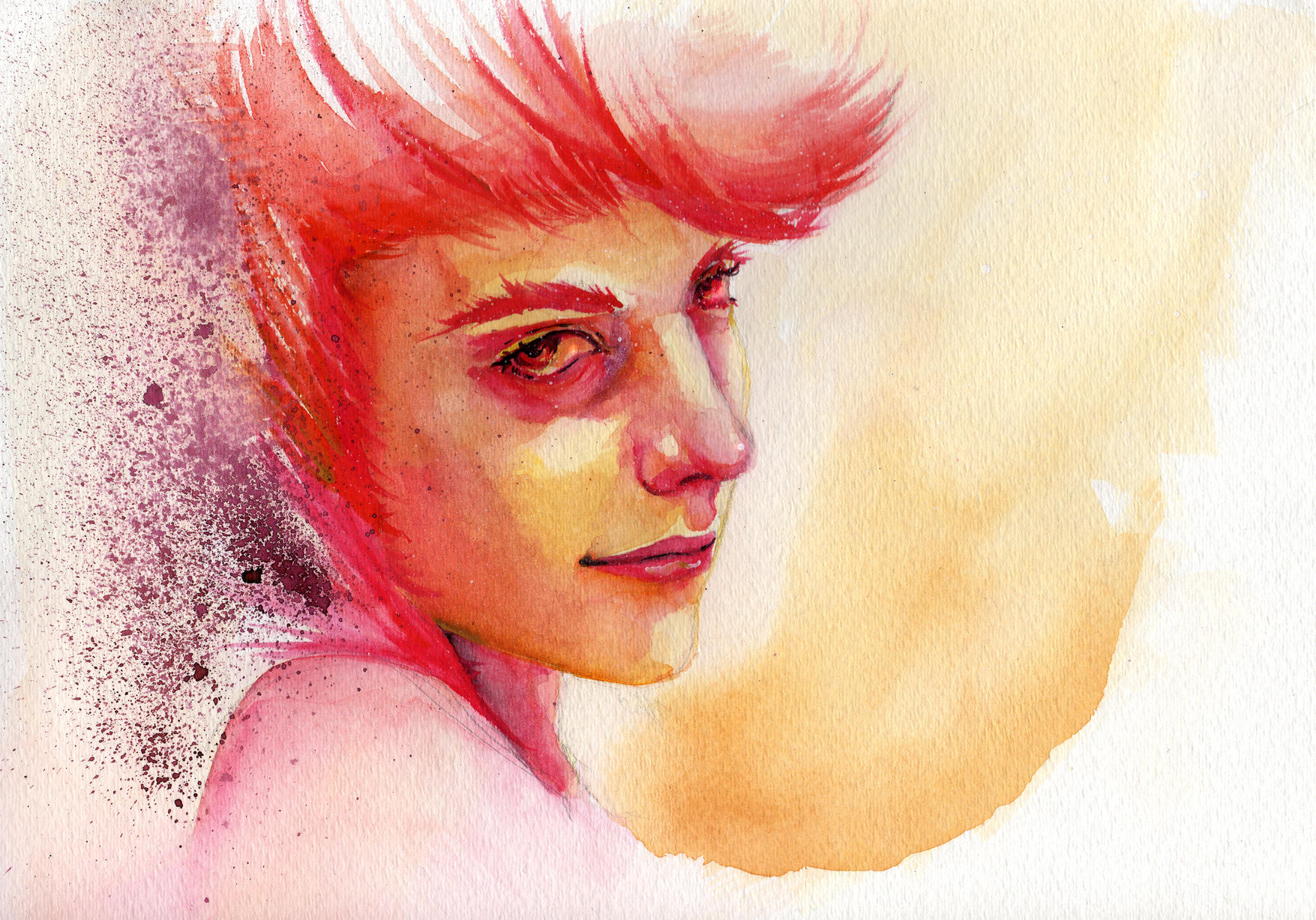 Self Portrait in Watercolor by shimbo-kun