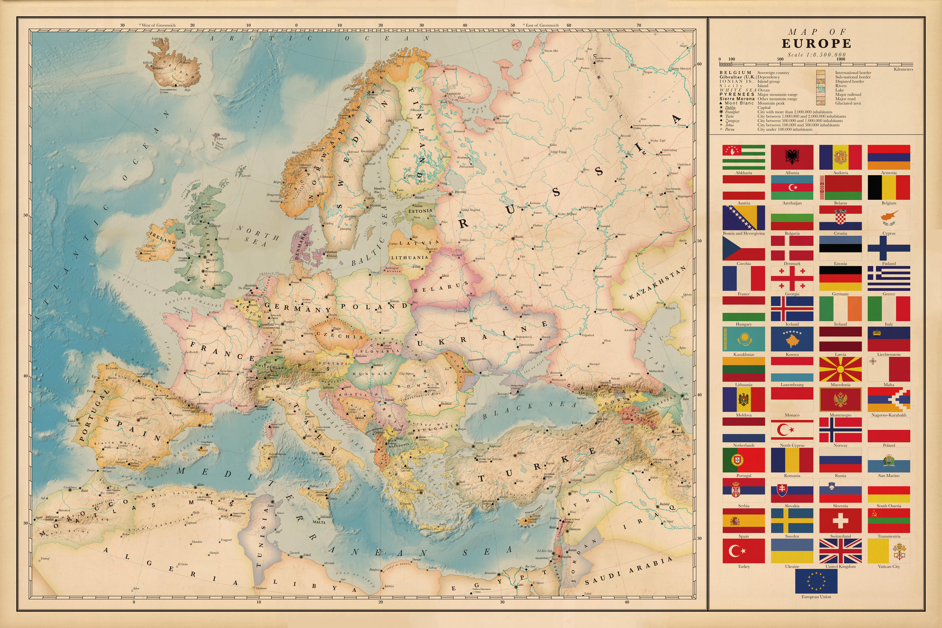 Map of Europe - Vintage poster by Regicollis