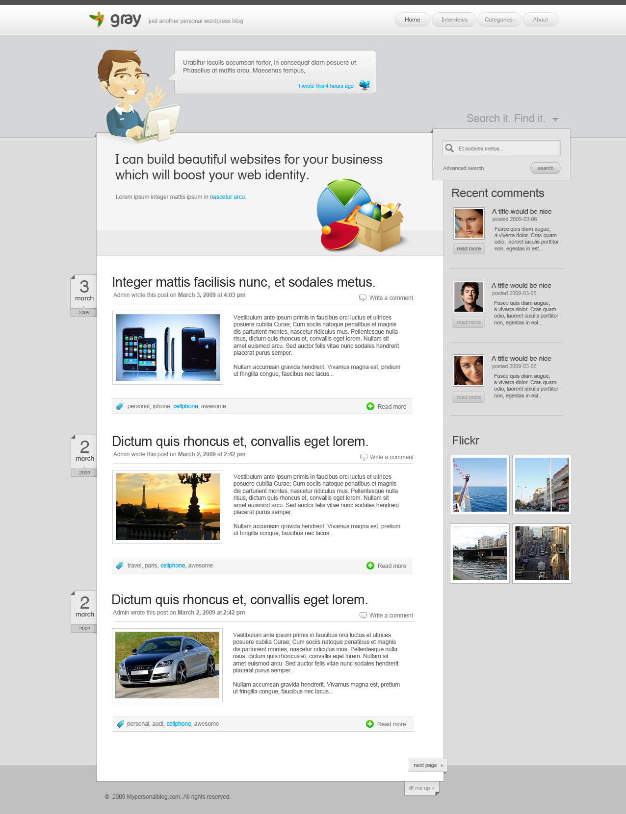 Simple Wordpress theme by yehsper