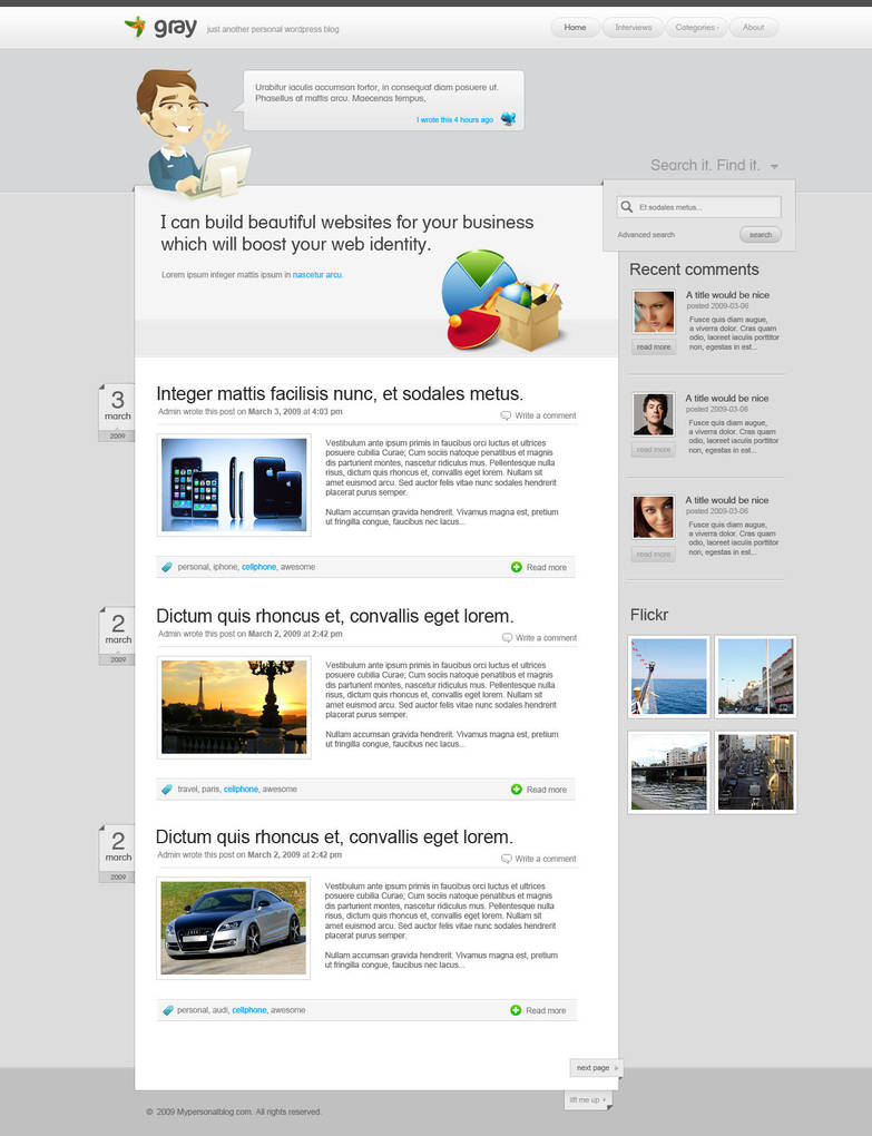 Simple Wordpress theme by yehsper
