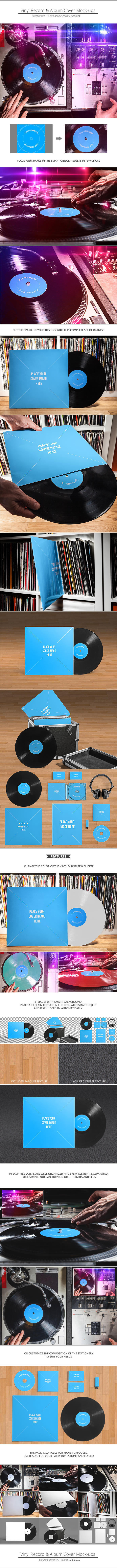 Vinyl Record and Album Cover Mockups by NuwanP