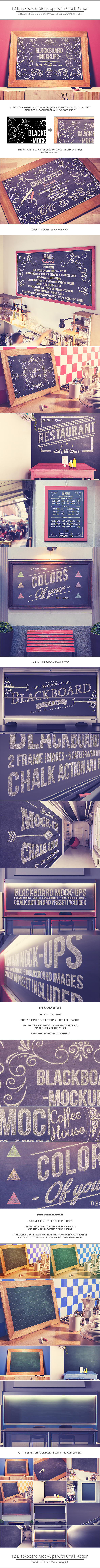 Blackboard / Chalkboard Mock-ups with Chalk Action by NuwanP