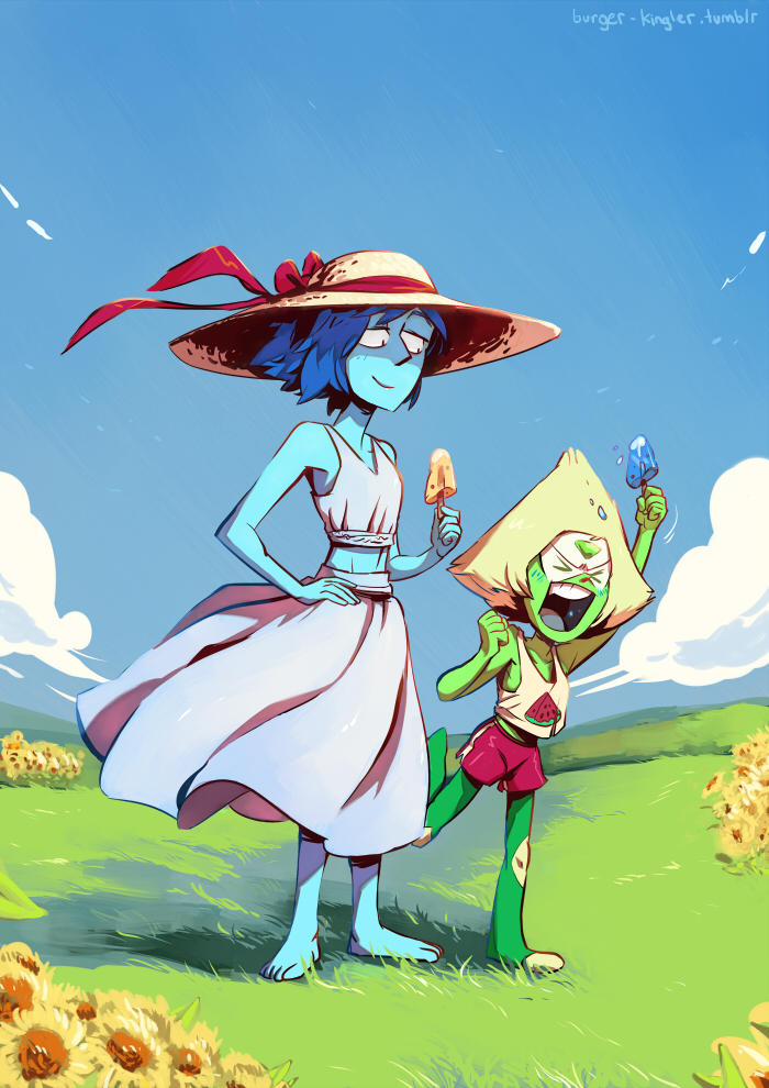 Summer’s almost over!!Lapis doesn’t really know what to do with a popcicle but at least Peri seems to be enjoying herself