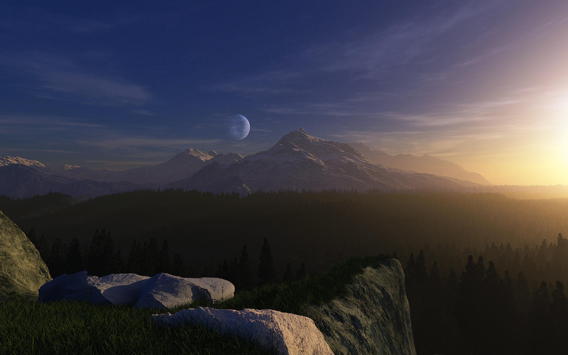 Sunset Mountains by Smattila