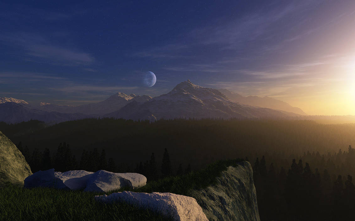 Sunset Mountains by Smattila