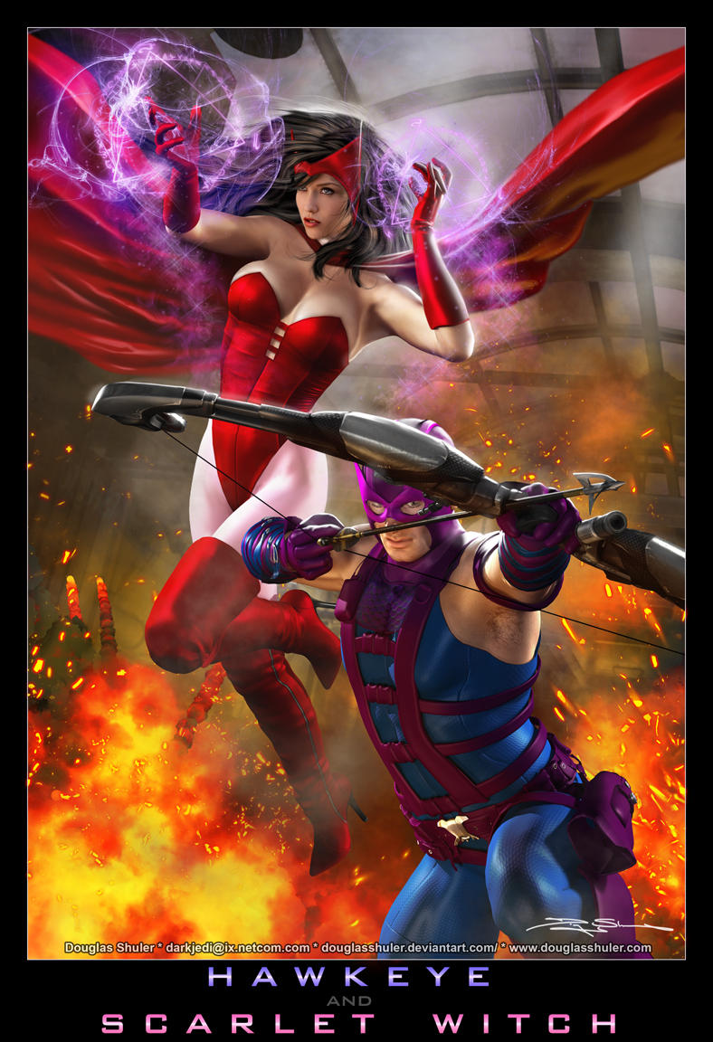 HAWKEYE and SCARLET WITCH by DouglasShuler