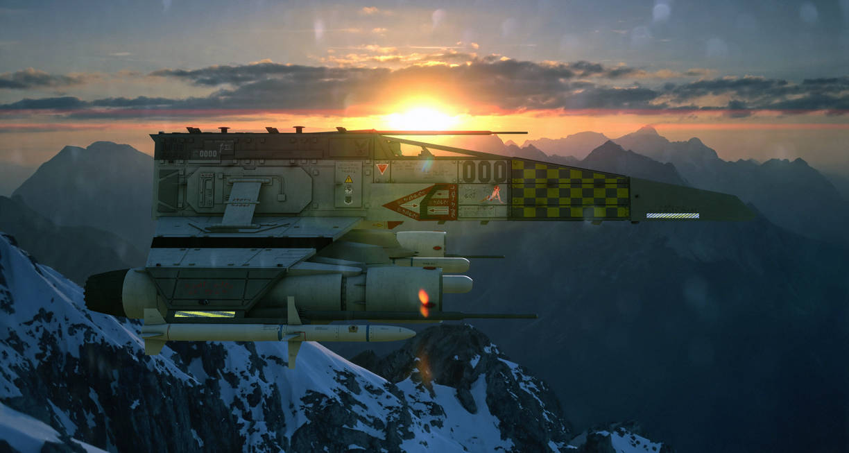 Master Raddekh's E-Wing over the Eocho Mountains. by ChrisNs