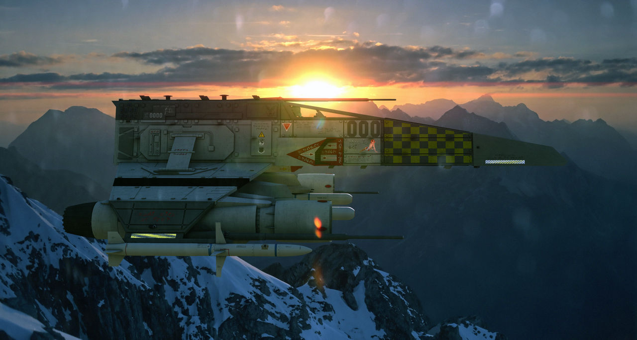 Master Raddekh's E-Wing over the Eocho Mountains. by ChrisNs