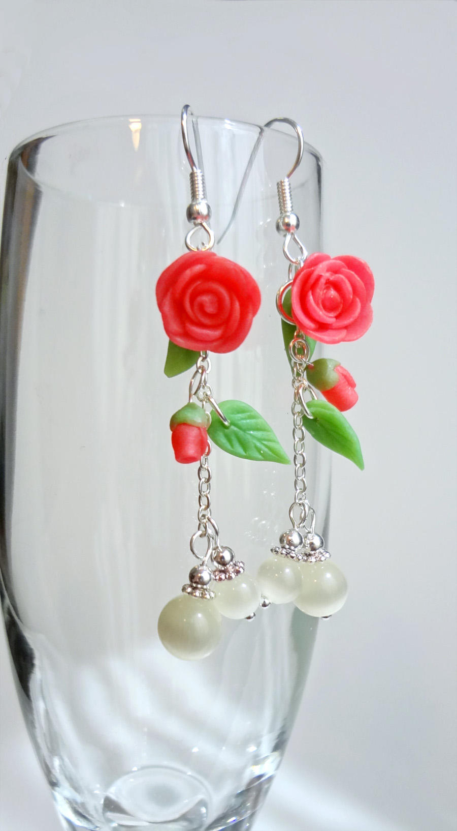 Spring - Pink Roses - earrings by Koreena