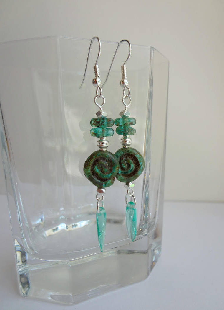 Turquoise spiral earrings by Koreena