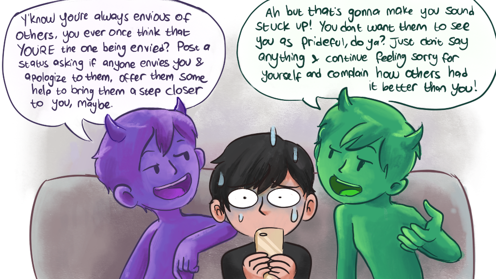 Contradicting Thoughts: social media envy by Chocoreaper