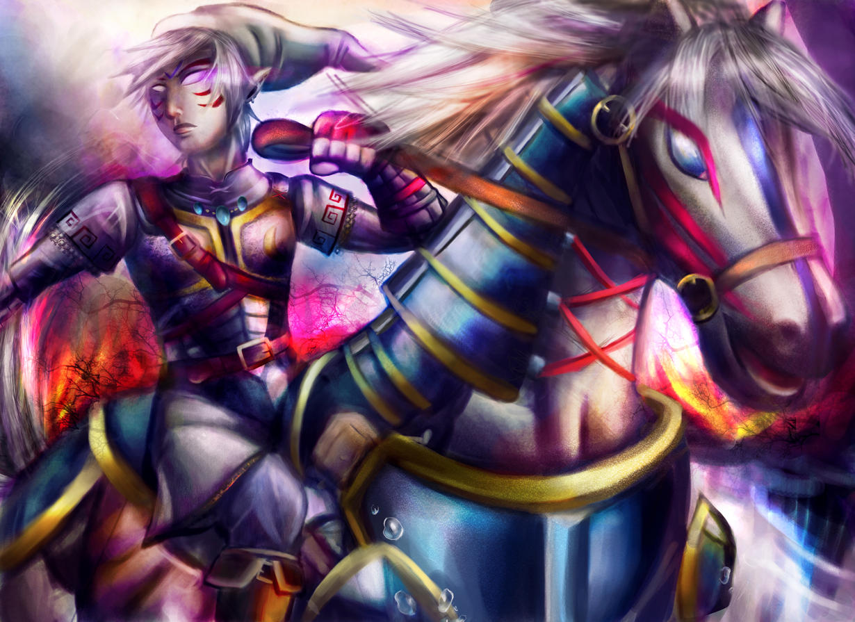 LoZ-Oni Link and Epona by topcat-sama