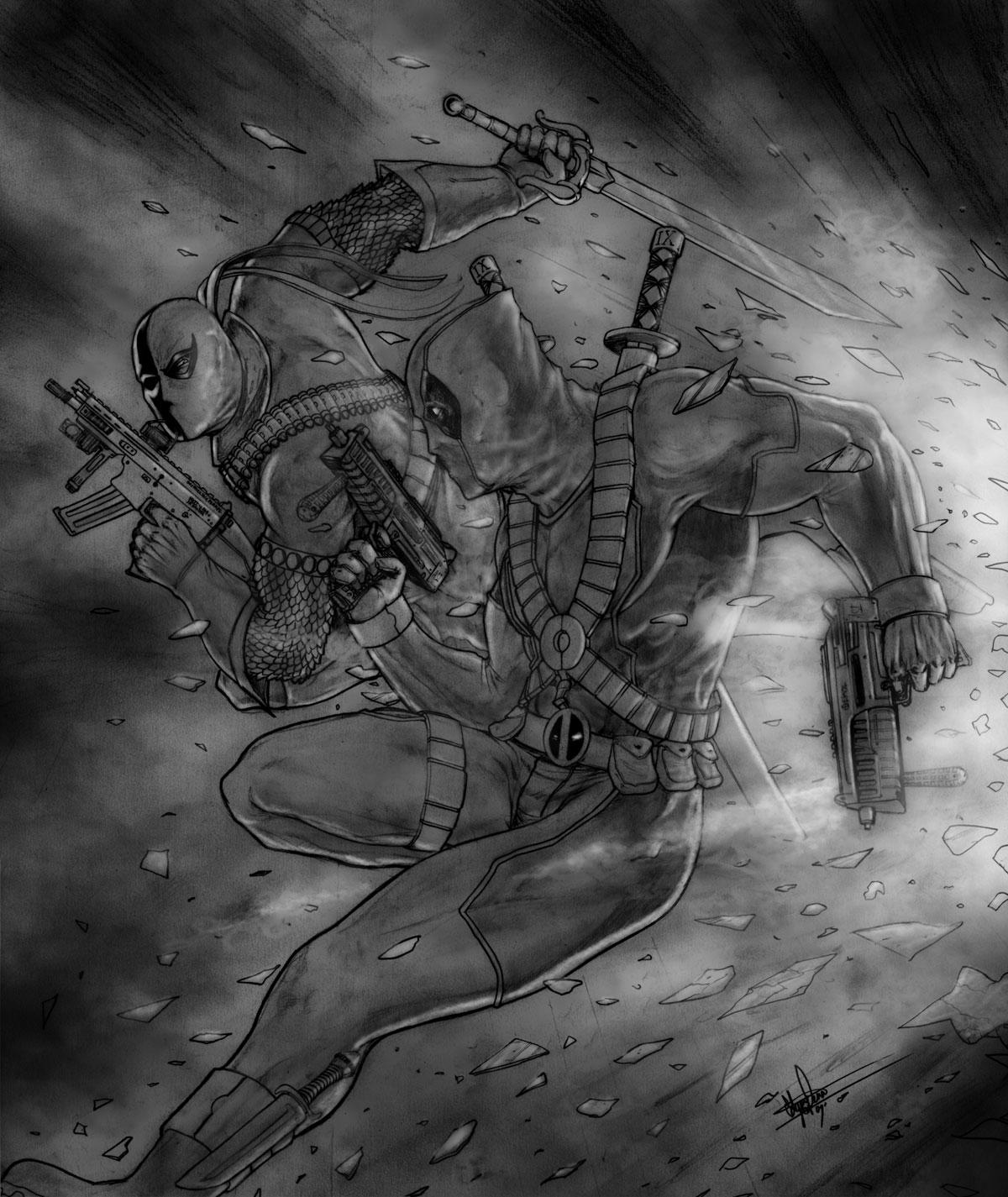 Deathstroke vs Deadpool by clarkspark
