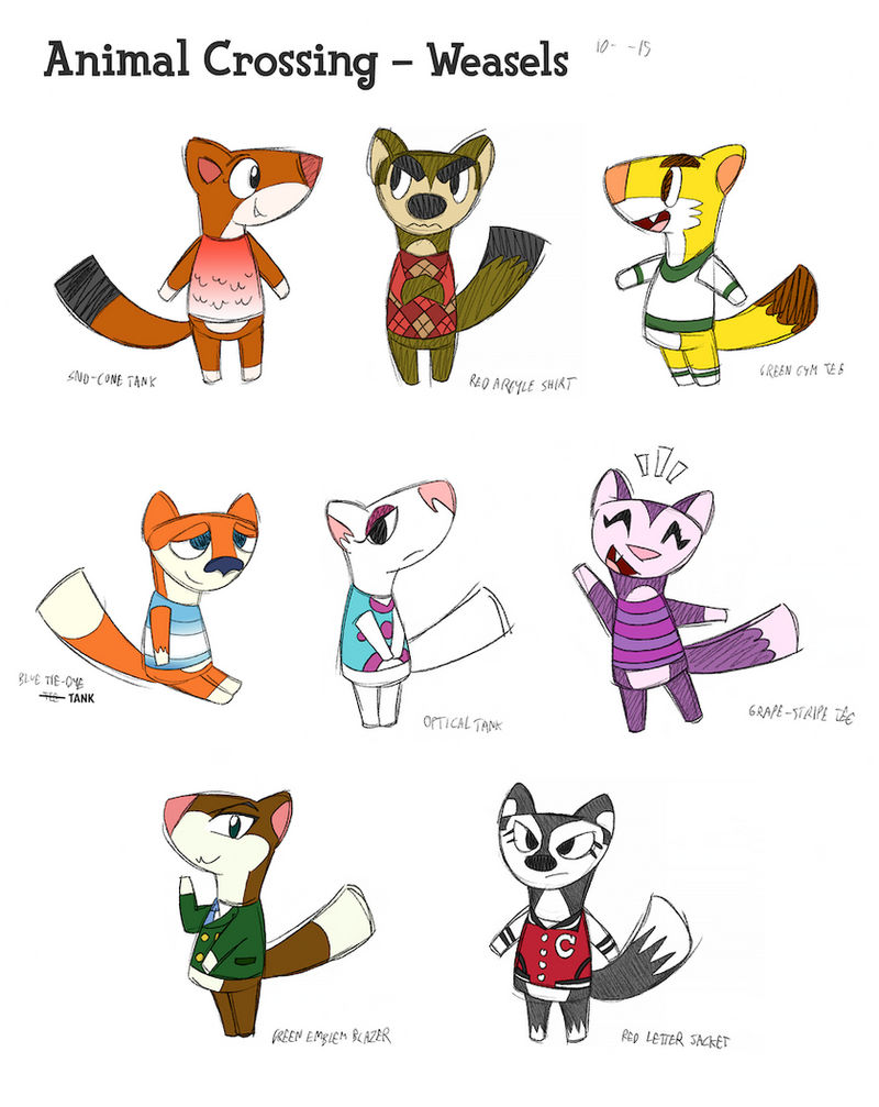 Animal Crossing Weasels by tymime