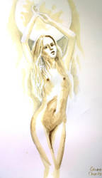 Naked woman and moon by CORinAZONe