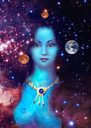 The universe in her dark hair by CORinAZONe