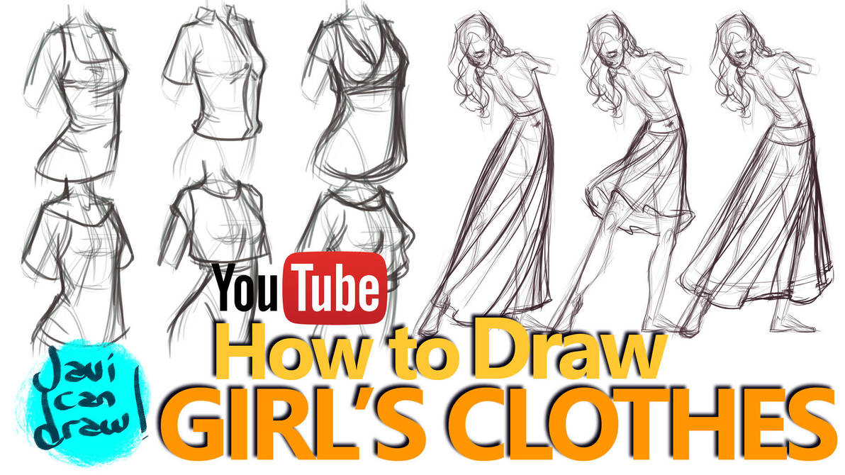 HOW TO DRAW FEMALE CLOTHES - A YouTube Tutorial by javicandraw