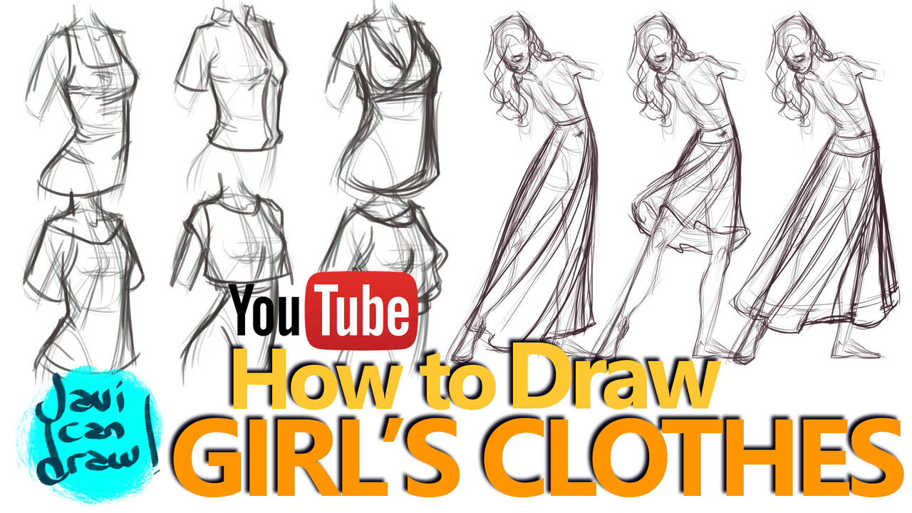HOW TO DRAW FEMALE CLOTHES - A YouTube Tutorial by javicandraw