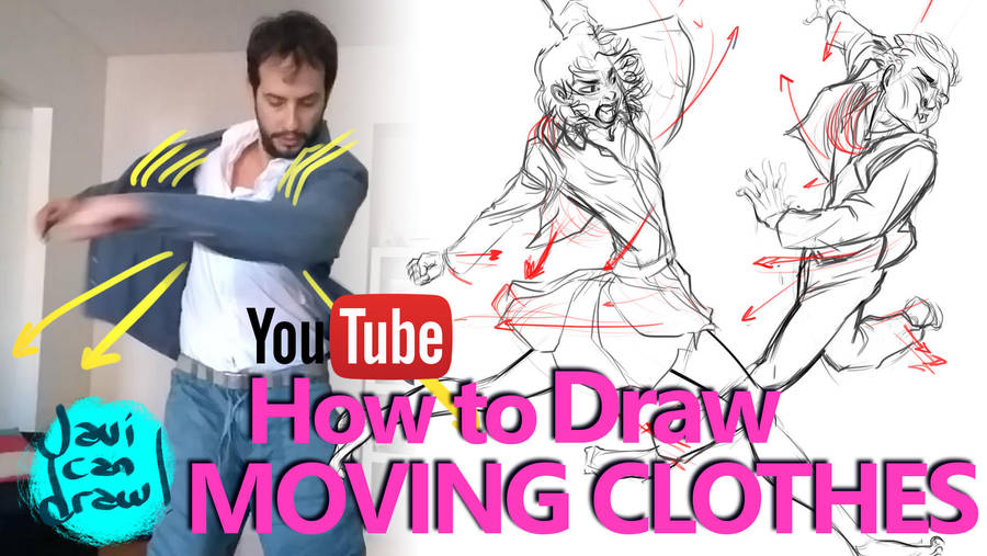HOW TO DRAW CLOTHES IN MOTION - A YouTube Tutorial by javicandraw