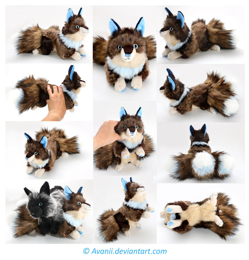 Plushie Commission: Blue-Eyed Kitsune by Avanii