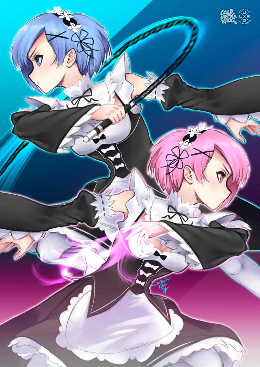 Ram and Rem by goldhedgehog