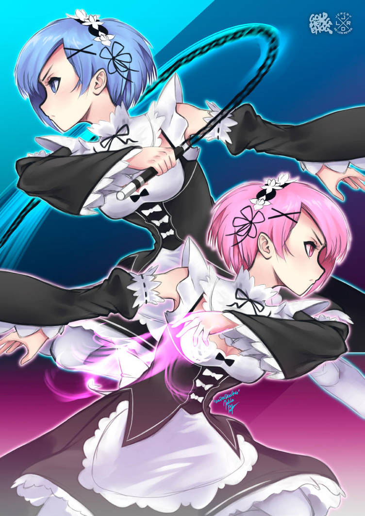 Ram and Rem by goldhedgehog