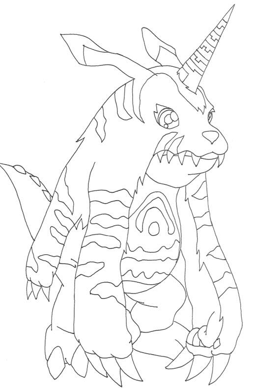 Gabumon lineart by YamiKaosu