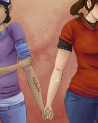 Sadzombiegirls: Ellie and Clementine by OverlordNeon