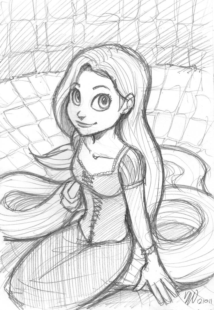 Sketchy Rapunzel by lazytigerart