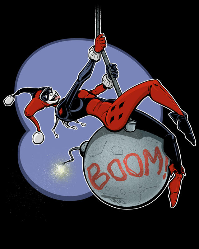 Harley Quinn Wrecking Bomb T-Shirt Design by OilCanDrive