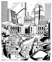 Shadowrun - City Hall Vista by SteamPoweredMikeJ