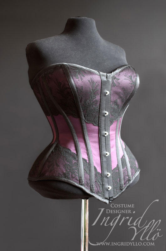 Purple silk and lace corset by MissMaefly