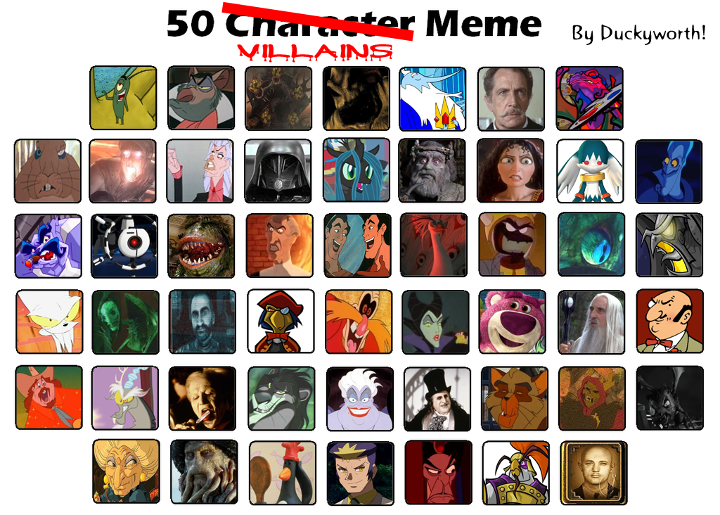 50 Villains Meme by Duckyworth on DeviantArt