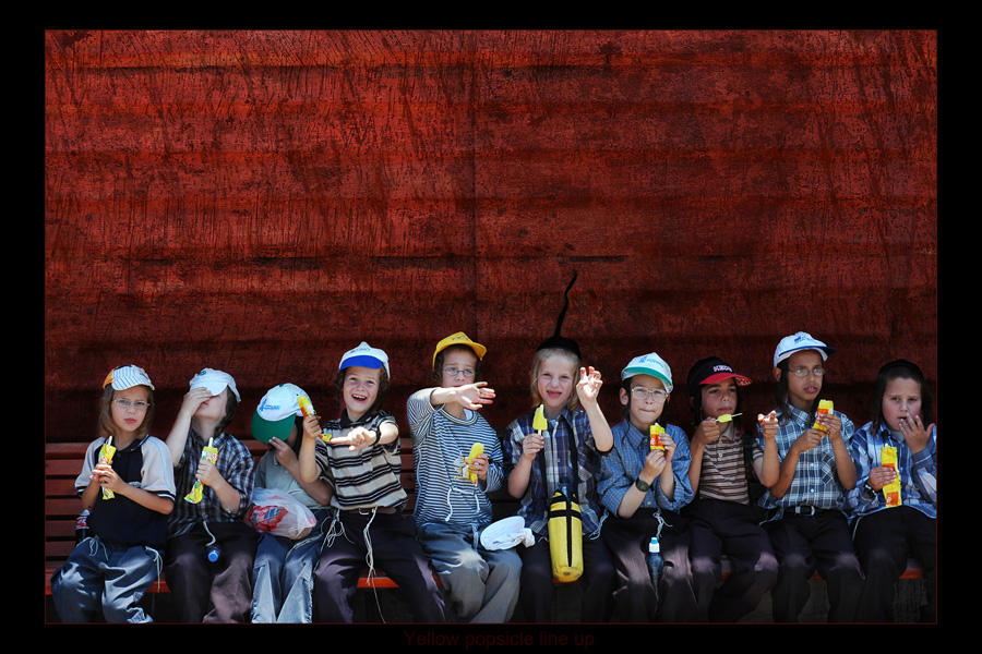 Yellow popsicle line up by gilad