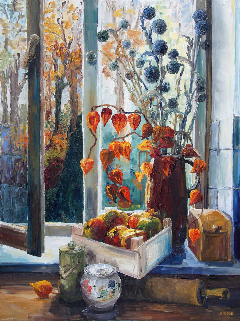 Autumn At The Kitchen Window by BarbaraPommerenke
