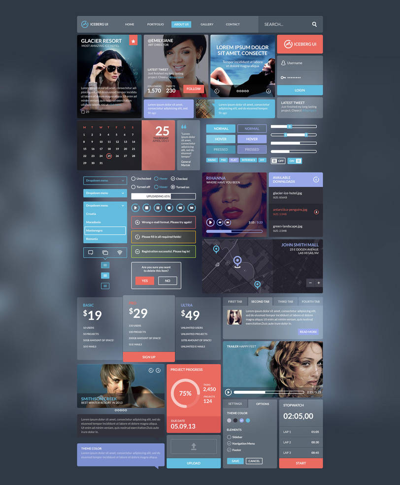 Iceberg UI Kit - The Basics by PixelKitCom