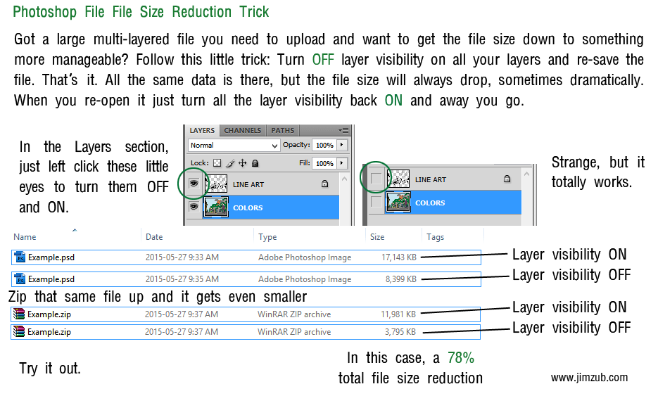 Photoshop File Reduction Trick by Zubby