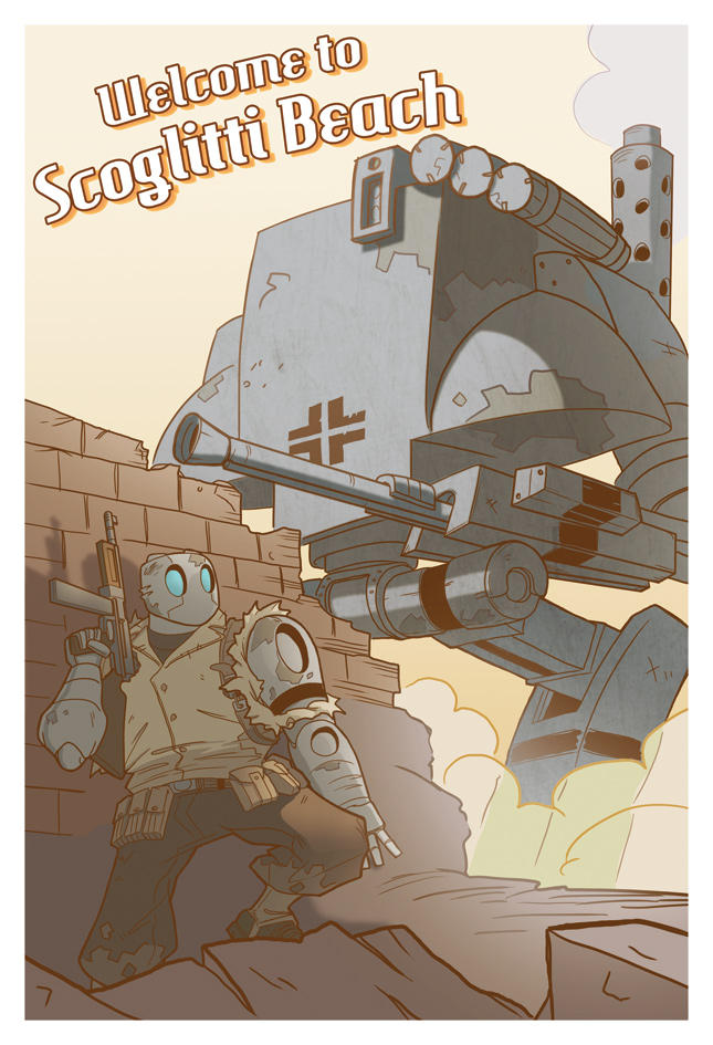 Atomic Robo Postcard by Zubby